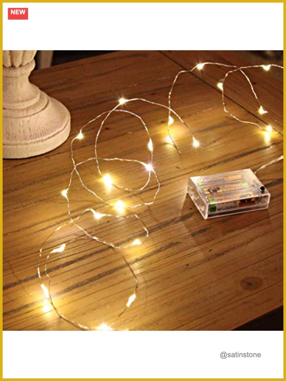 Battery Operated LED Fairy Lights 50 Warm White Copper Wire 16ft String for